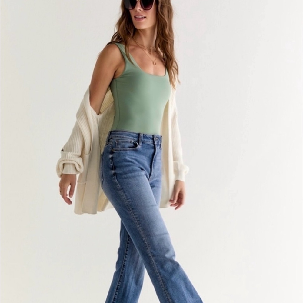 Blue Rain by Francesca’s Sage Green Bodysuit Sz Large NWT